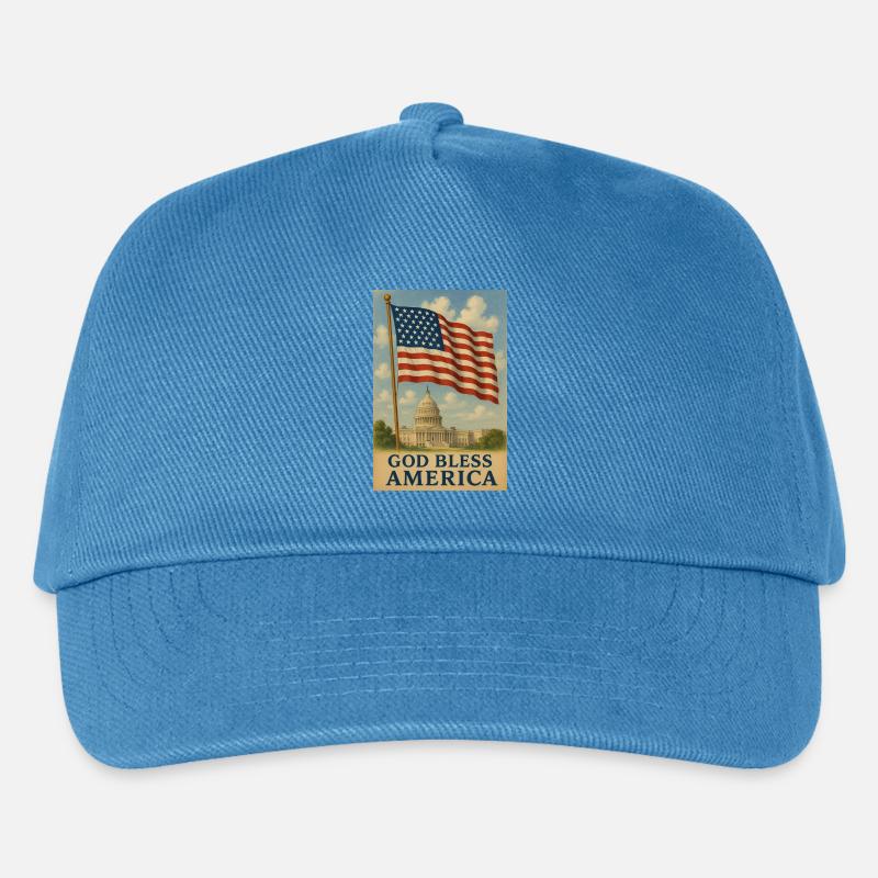 Gott segne Amerika Flaggenkunst - Kinder Basecap - Pfauenblau