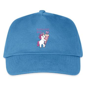 Einhorn mit Zuckertüte Einschulung Schulkind 2026 - Kinder Basecap - Pfauenblau - Vorne