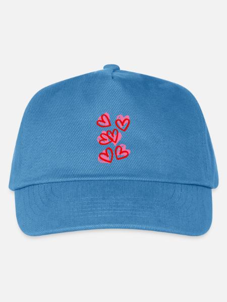 Herzen im Skizzenstil - Kinder Basecap - Pfauenblau