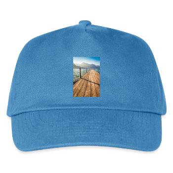 Jetée en bois au lac de la montagne au soleil - Casquette de baseball Enfant - bleu paon - Devant