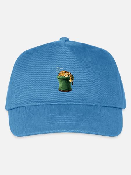 Schlafender Leopard auf Zylinderhut - Kinder Basecap - Pfauenblau