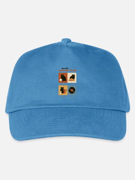 Black Cat Coffee Club Panels - Kinder Basecap - Pfauenblau