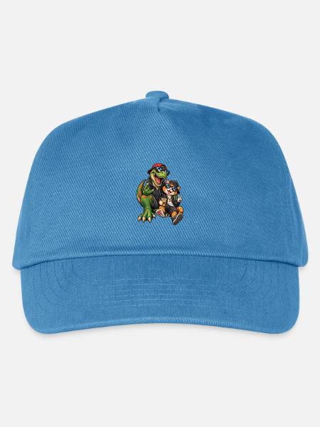Dino & Katze: Sonnenbrillen-Duo - Kinder Basecap - Pfauenblau