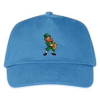Leprechaun mit Saxophon - Kinder Basecap - Pfauenblau - Vorne
