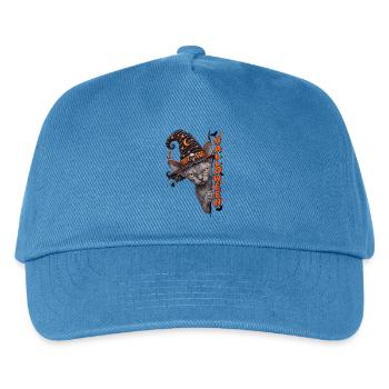 Sphinx Katze Hexenhut Halloween Design - Kinder Basecap - Pfauenblau - Vorne