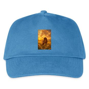 Stute und Fohlen im Sonnenfeld - Kinder Basecap - Pfauenblau - Vorne