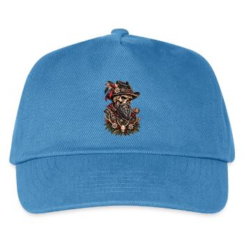 Alpine Outlaw – Wilder Skull mit Pfeife - Kinder Basecap - Pfauenblau - Vorne