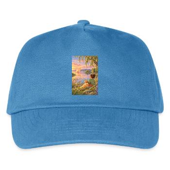 Frau und Hund am Traumsee - Kinder Basecap - Pfauenblau - Vorne
