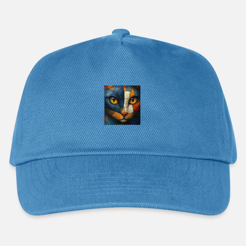 Kubistische Katze - Kinder Basecap - Pfauenblau
