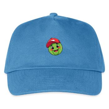Lächelnde Wassermelonenfigur mit roter Baseballkappe - Kinder Basecap - Pfauenblau - Vorne
