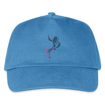 Retro microphone with music notes and clef. - Kids’ Baseball Cap - peacock-blue - Front