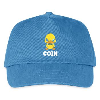 Gelbe Enten-Maskottchen-Münze - Kinder Basecap - Pfauenblau - Vorne