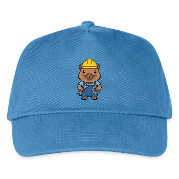 Niedlicher Capybara-Ingenieur-Maskottchen-Standardentzeichner - Kinder Basecap - Pfauenblau - Vorne