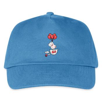 Katze Geburt Eierschale Luftballons Kinder Baby - Kinder Basecap - Pfauenblau - Vorne