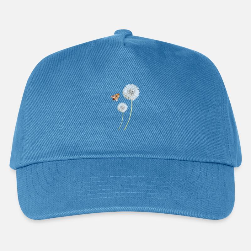 Biene fliegt um Pusteblumen, Niedlich, Natürlich - Kinder Basecap - Pfauenblau