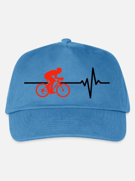 Radfahren ist mein Lebeen, Herzschlag, Rennrad - Kinder Basecap - Pfauenblau