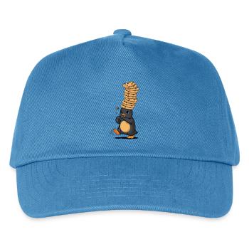 Pinguin Mit Riesigem Pfannkuchenstapel - Kinder Basecap - Pfauenblau - Vorne