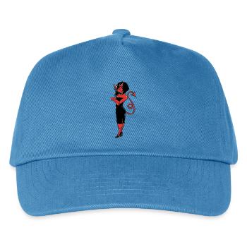 Teuflische Eleganz in rotem Kleid - Kinder Basecap - Pfauenblau - Vorne