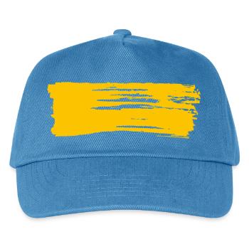 Gelber Streifen / Pinselstrich - Rechteck Balken - Kinder Basecap - Pfauenblau - Vorne