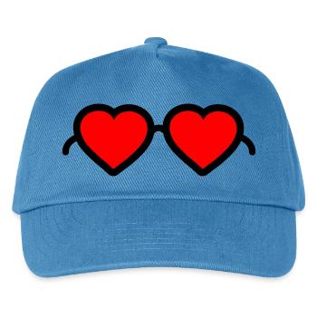 Herzen Brille - Kinder Basecap - Pfauenblau - Vorne