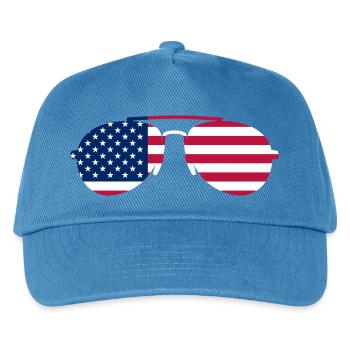 USA Sonnenbrille – Aviator Flagge Cool Pilot Style - Kinder Basecap - Pfauenblau - Vorne