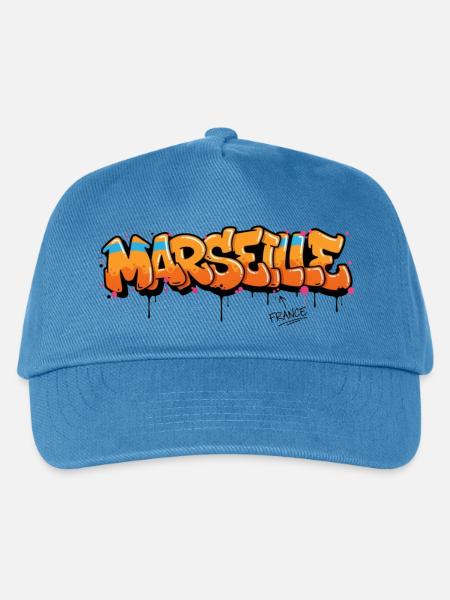 Graffiti Marseille Schriftzug mit Spritzern - Kinder Basecap - Pfauenblau
