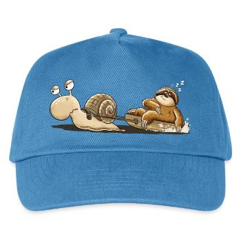 Schnecke Faultier Langsam Müde Tierhumor Cartoon - Kinder Basecap - Pfauenblau - Vorne