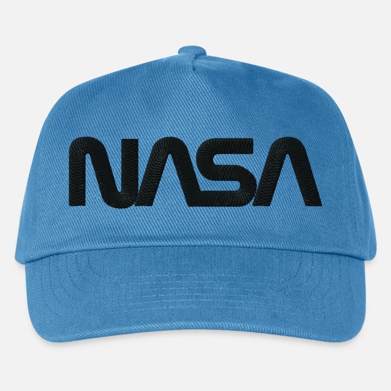 NASA Logo Schwarz Stick - Kinder Basecap - Pfauenblau