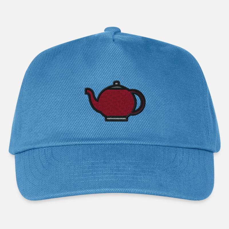 Teekessel bestickt - Kinder Basecap - Pfauenblau