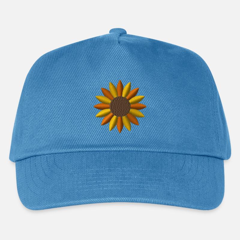 Sonnenblume bestickt - Kinder Basecap - Pfauenblau