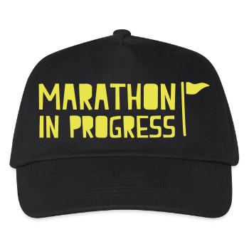 marathon in progress with little flag - Kids’ Baseball Cap - black - Front