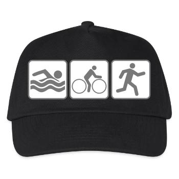 buttons piktogramm cool sport logo swim bike run t - Kinder Basecap - Schwarz - Vorne