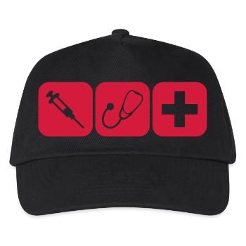 Syringe stethoscope Cross doctor logo - Kids’ Baseball Cap - black - Front