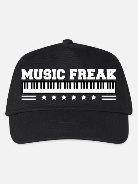 Klavier Music Freak Text Spruch Klassisches Piano - Kinder Basecap - Schwarz