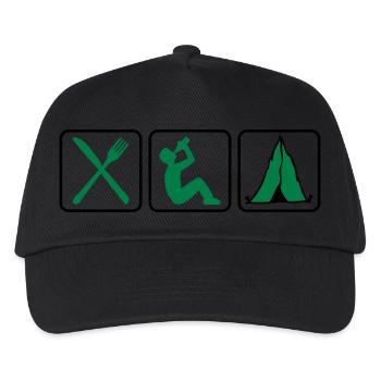 Eat Drink camp tent tents drinking alcohol beer pa - Kids’ Baseball Cap - black - Front