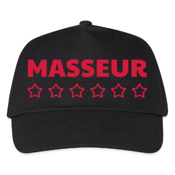 Massage / Masseur / Masseuse / Job - Kinder Basecap - Schwarz - Vorne