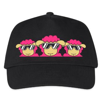 3 DJ Sheep Behind Fence Wall Sunglasses Friends - Kids’ Baseball Cap - black - Front