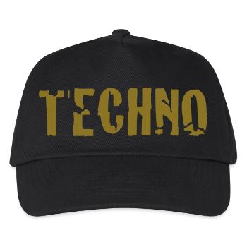 techno - Kinder Basecap - Schwarz - Vorne