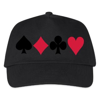 Karten - Poker - Kinder Basecap - Schwarz - Vorne