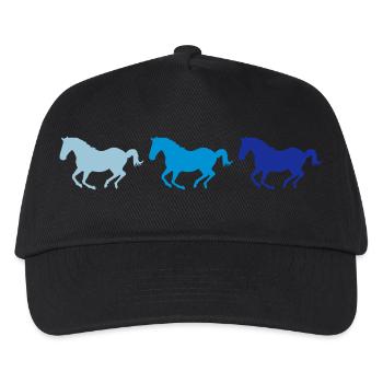Drei Pferde im Galopp - Kinder Basecap - Schwarz - Vorne