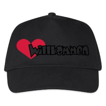 Herzlich Willkommen (2c) - Kinder Basecap - Schwarz - Vorne