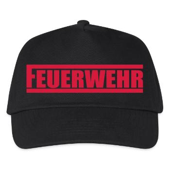 Feuerwehr Schriftzug Logo Retter - Kinder Basecap - Schwarz - Vorne
