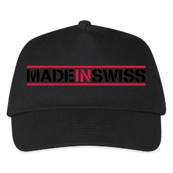 Made In Swiss Logo Design - Kinder Basecap - Schwarz - Vorne