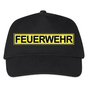 Feuerwehr Neon klein - Kinder Basecap - Schwarz - Vorne