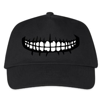 zaehne mund grinsen horror halloween gruselig boes - Kinder Basecap - Schwarz - Vorne