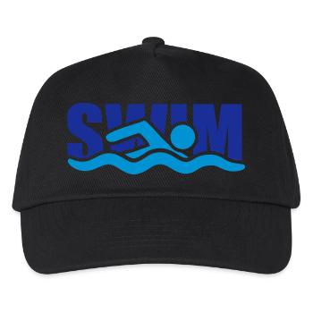 swim logo design swim pictogram swim swim - Kids’ Baseball Cap - black - Front