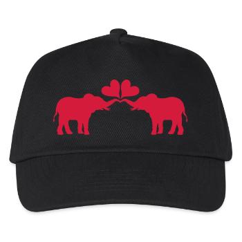 Liebe verliebte Elefanten Herzen - Kinder Basecap - Schwarz - Vorne