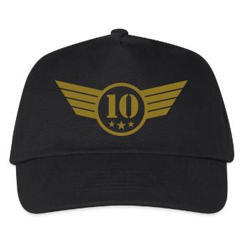 10 Emblem - Kinder Basecap - Schwarz - Vorne