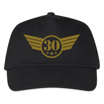 30 Emblem - Kinder Basecap - Schwarz - Vorne