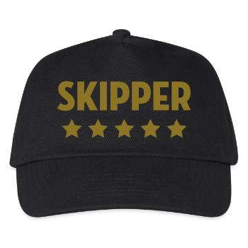 Skipper / Skipperin / Segeln / Windsurfen / Boot - Kinder Basecap - Schwarz - Vorne